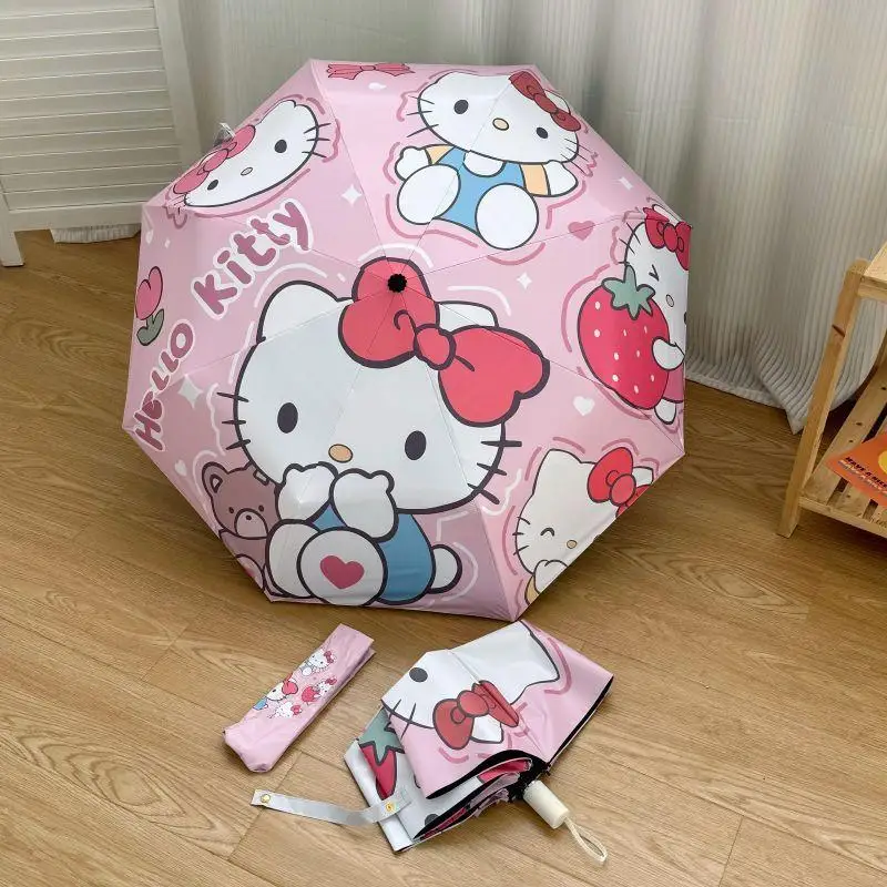 Kawaii Sanrio Hello Kitty Automatic Umbrella Sun Umbrella for Women Dual Use Sunscreen Uv Cute Ins Folding Sunshade Umbrella