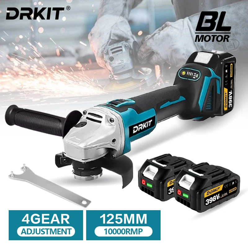 

DRKIT 125MM Brushless Electric Angle Grinder Cutting Polishing Grinding Machine Woodworking Power Tool For Makita 18V Battery