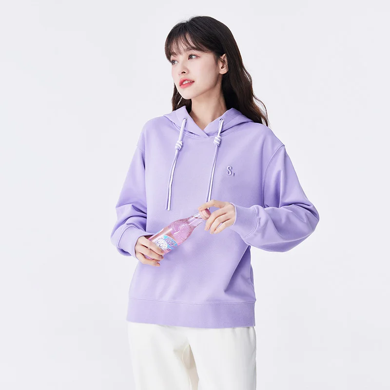 Semir Women Sweater Autumn New Hooded Basic Embroidery Inner Wear Simple Casual Drop Shoulder Pullover Temperament Sweater