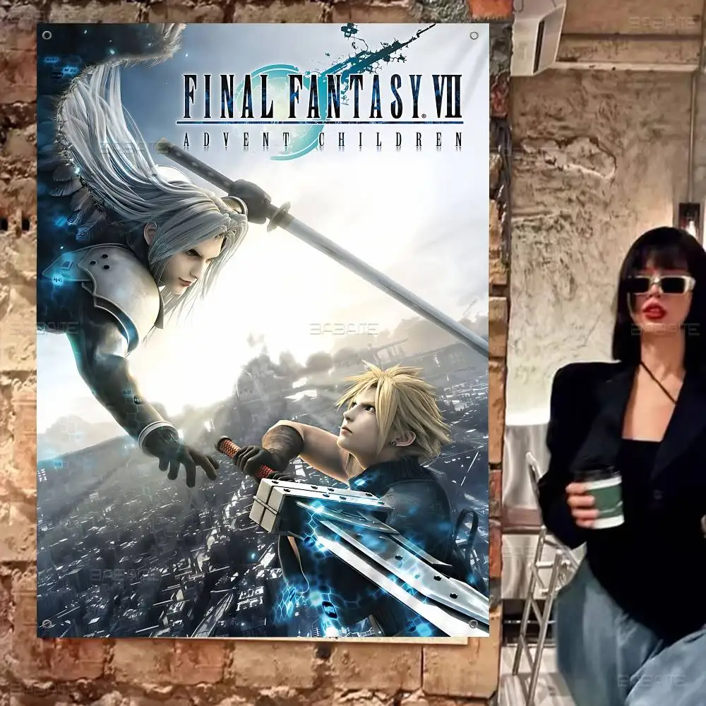 F-Final Fantasy Game Cartoon Flag Wall Hanging Banner Decoration Household Home Decor