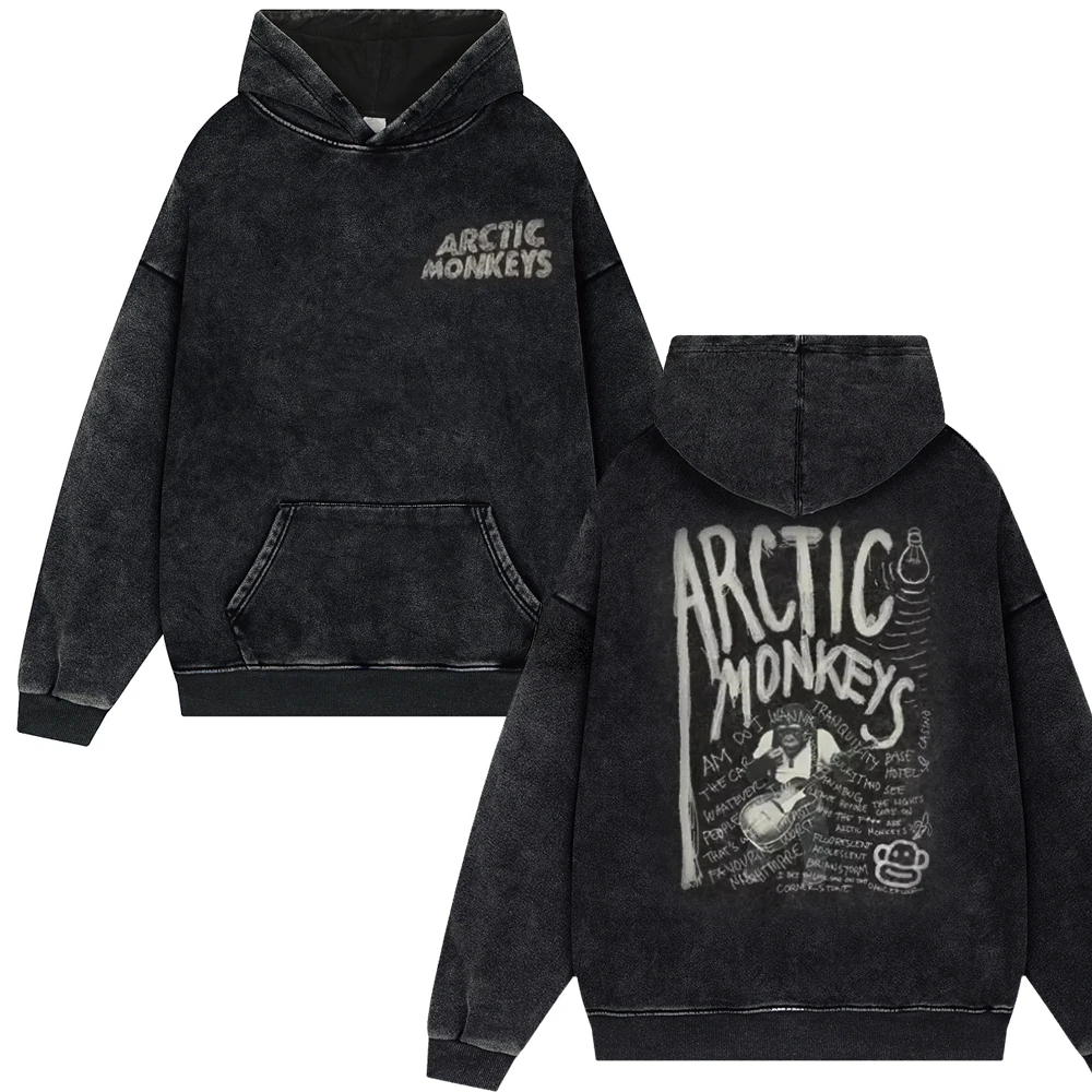 Rock Arctic Monkeys 2024 Tour Music Tracklist Print Vintage Washed Men Women Hip Hop Retro Fashion Oversized Streetwear Pullover