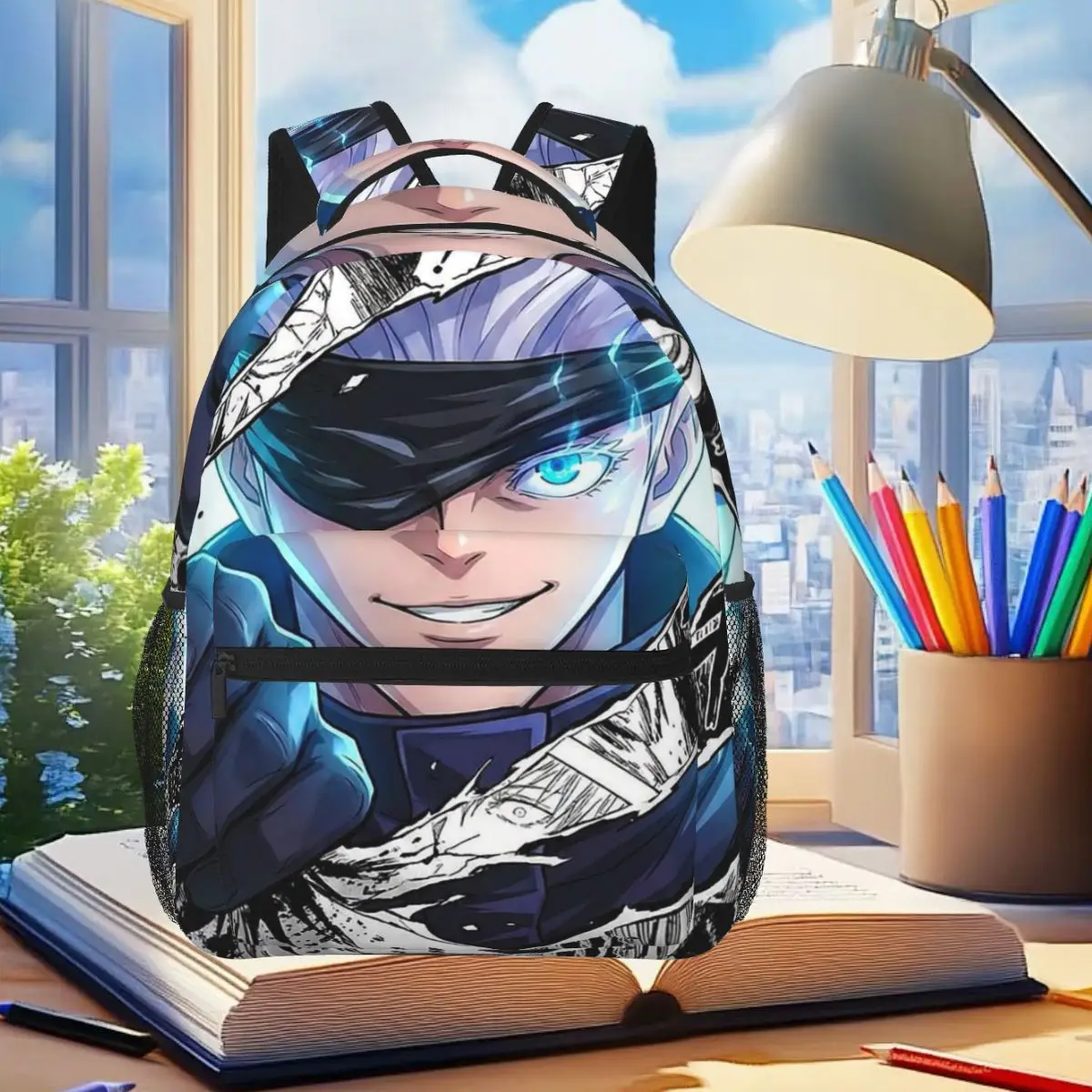 

Satoru Gojo Anime Japanese Manga Backpack Student Boys Girls BookBag Kids School Bag Laptop Shoulder Bags for Men Women