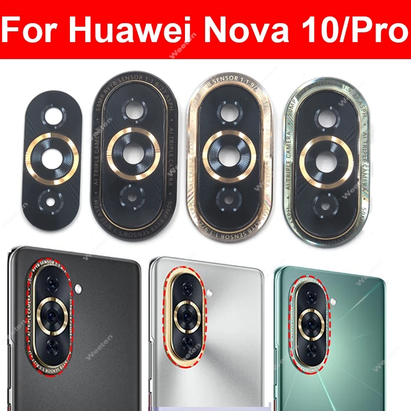 Rear Camera Glass Lens with Cover For Huawei Nova 10 10 Pro 10 SE Back Camera Lens Glass Frame Sticker Repair Parts