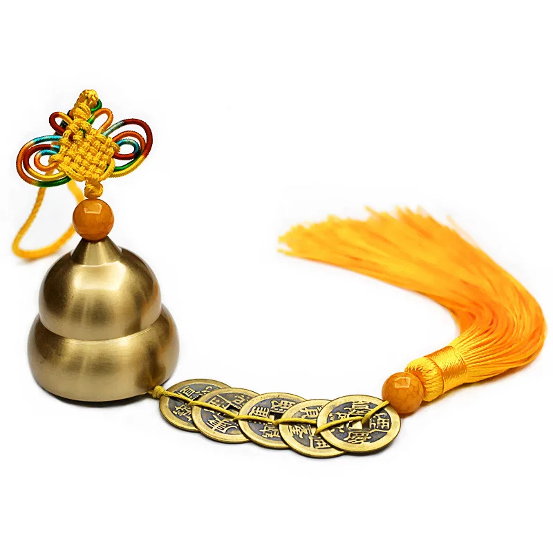 

Chinese Feng Shui Brass Bell Five Emperors Copper Decor Wind Chimes for Success and Wealth Door Chime Car Decoration Bell