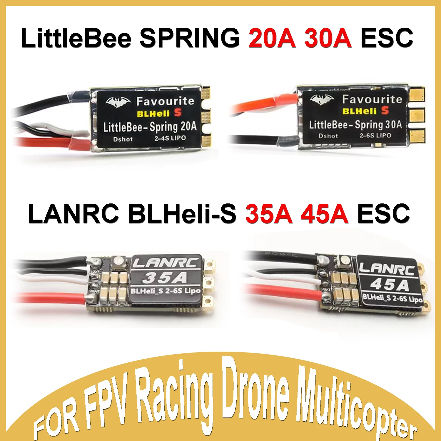 1/4 Stück FVT LittleBee SPRING BLHeli-S 20A 30A Lanrc 35A 45A Bürstenloser ESC 2-6S DSHOT Oneshot42 für FPV Racing Drohne Multicopter