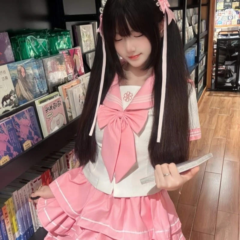 JK Uniform Sailor Suit Short-sleeved Japanese Style Set Cake Skirt Preppy Style Sweet and Cute Female Student
