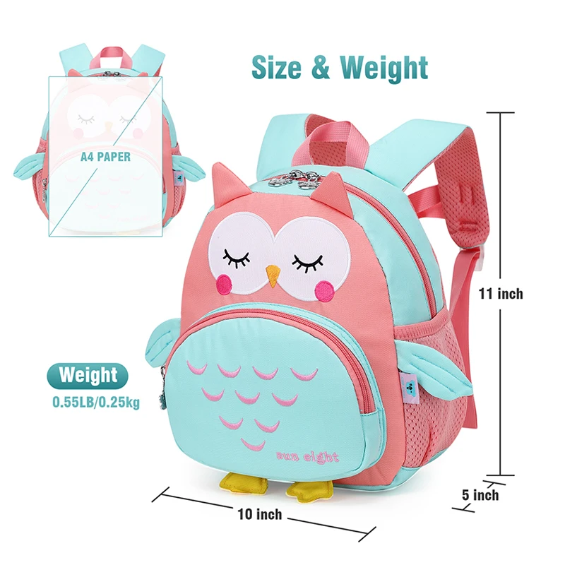 SUN EIGHT Toddler Backpack for Girls Kids Backpack Cute 3D Cartoon School Bag for Baby 1-5 Years