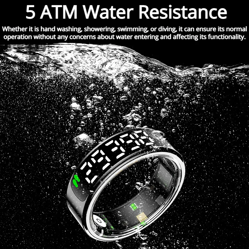 Anello Intelligente con Display LED, Monitoraggio della Salute, Funzione Fotocamera e Batteria a Lunga Durata