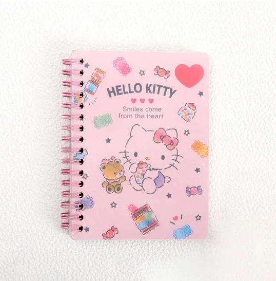 Sprzedaż hurtowa Sanrio Anime Cartoon Coil Notebook Hello Kitty Kuromi A5 luźny notatnik do notebooka śliczny dziewczęcy serce