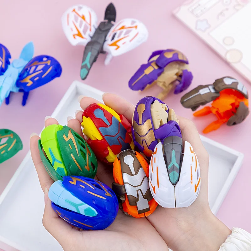 6Pcs Children's Transformation Dinosaur Eggs Toy Dinosaur Robot Fun Toys Kindergarten Creative Small Gift Twist Egg Robots