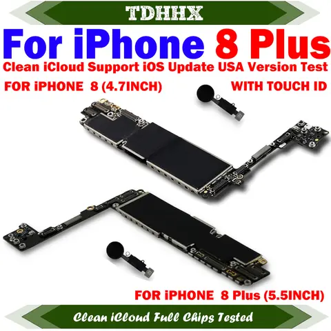 Fully Tested Mainboard For iPhone 8 Plus Motherboard with Touch ID Good Working Well Good Plate Cleaned iCloud Main Logic Board