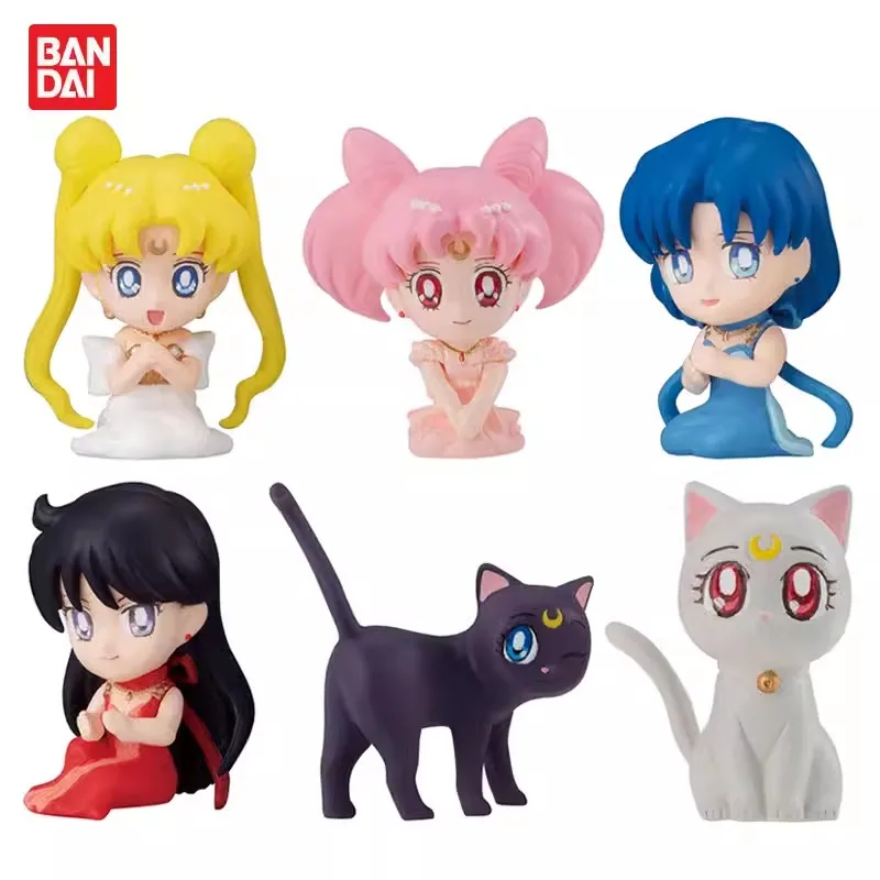 

Bandai Genuine 6Pcs Gashapon Sailor Moon Hugcot 2 Embrace Data Cables Action Figure Collect Model Toys Gifts