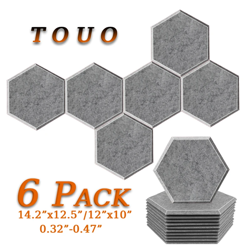 

TOUO Acustic Panel 6 Pcs Insulation Absorcion Material Door Seal Strip Soundproof Wall Panel Studio Sound Absorbing Panel