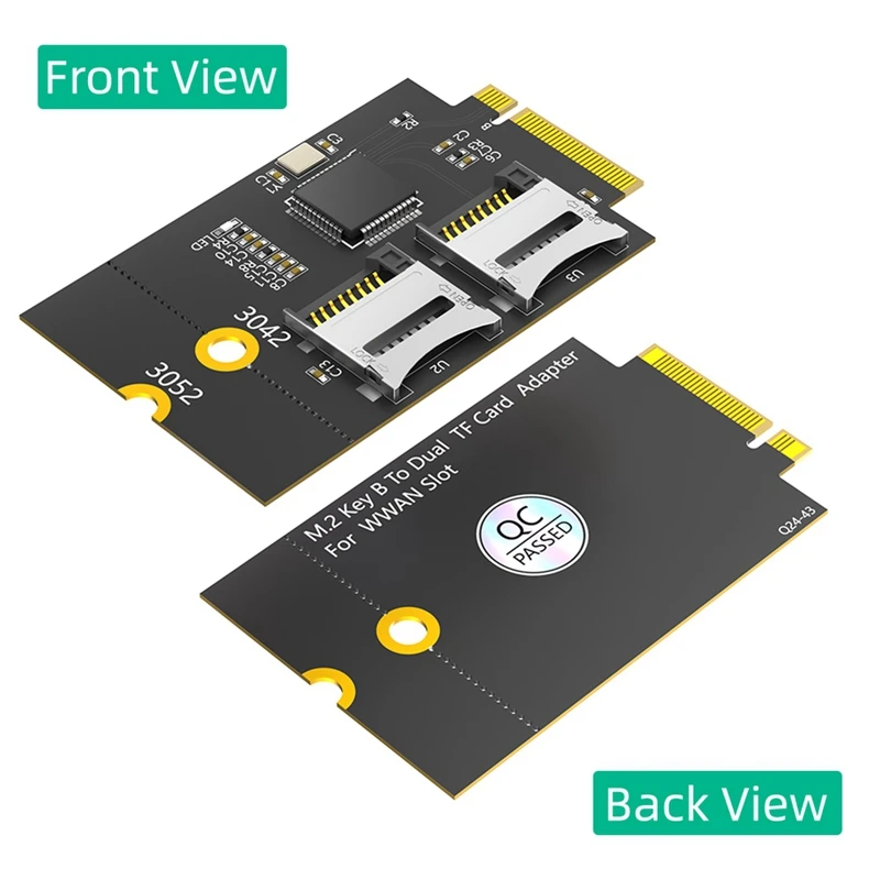 Top-Dual Micro-SD Card, TF Card To NGFF M.2 Key B Reader Adapter Converter (Supports USB Bus, Not SATA Bus)