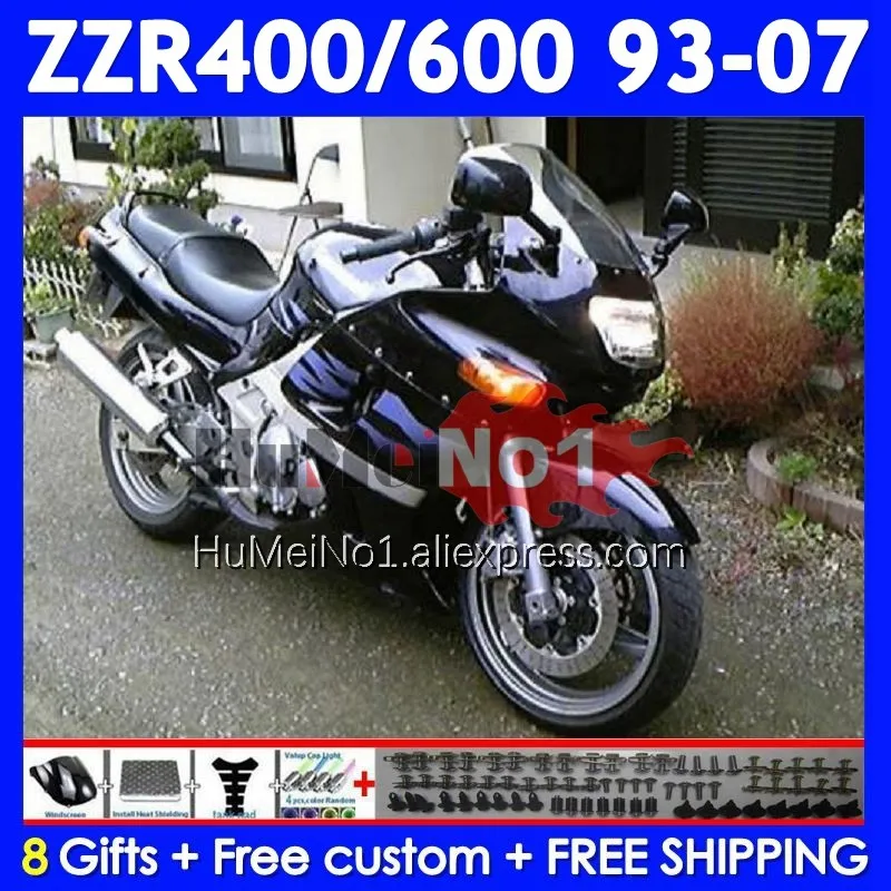 ZZR400 For KAWASAKI NINJA ZZR 400 93 94 95 96 97 98 99 00 01 237No.103 ZZR-400 2002 2003 2004 2005 2006 2007 Fairing Hot black