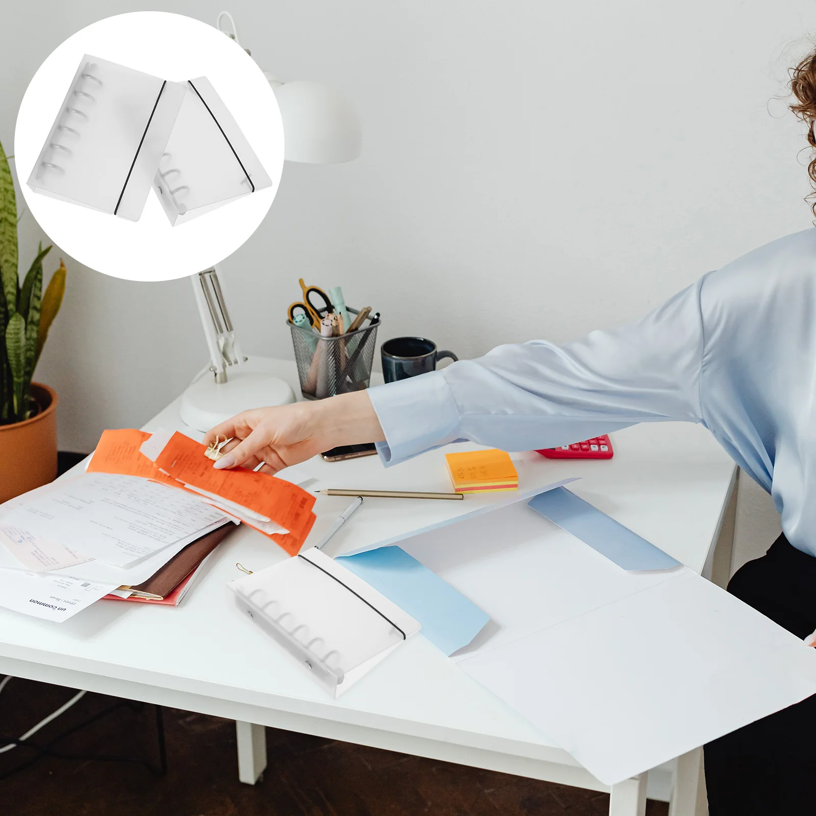 

2pcs A5 Transparent Binders Portable Document Folder for Notebook Storage Binder with Clear Binder PP Material