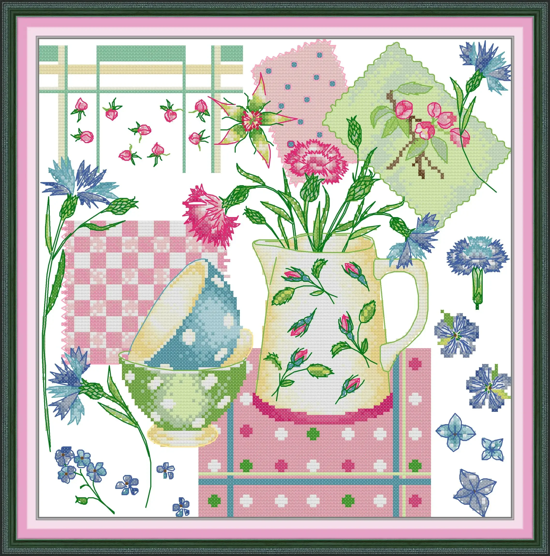 

Joy Sunday New Printed Cross Stitch Kit Easy Pattern Aida Stamped Fabric Embroidery Set-Flower Kitchen