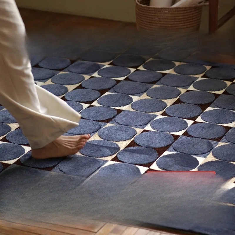 

Sequence wave blue carpet living room bedroom high sense contrasting color geometric color home clothing store