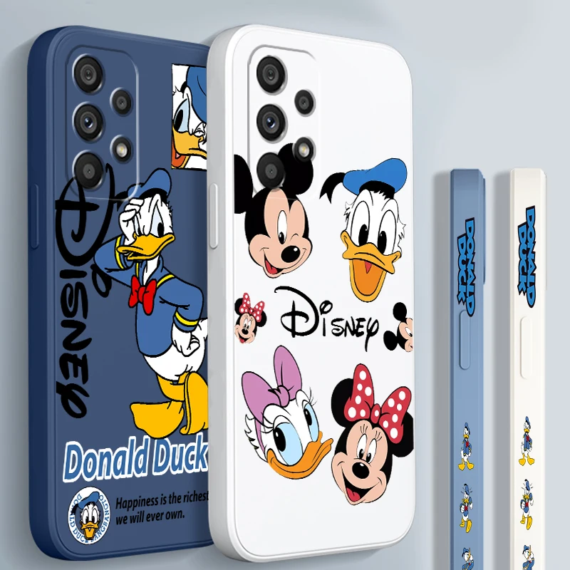 Disney Donald Duck Cute Liquid Left Rope For Samsung A54 A53 A52 S A33 A32 A51 A71 A21S A13 A73 A72 A23 A12 5G 4G Soft