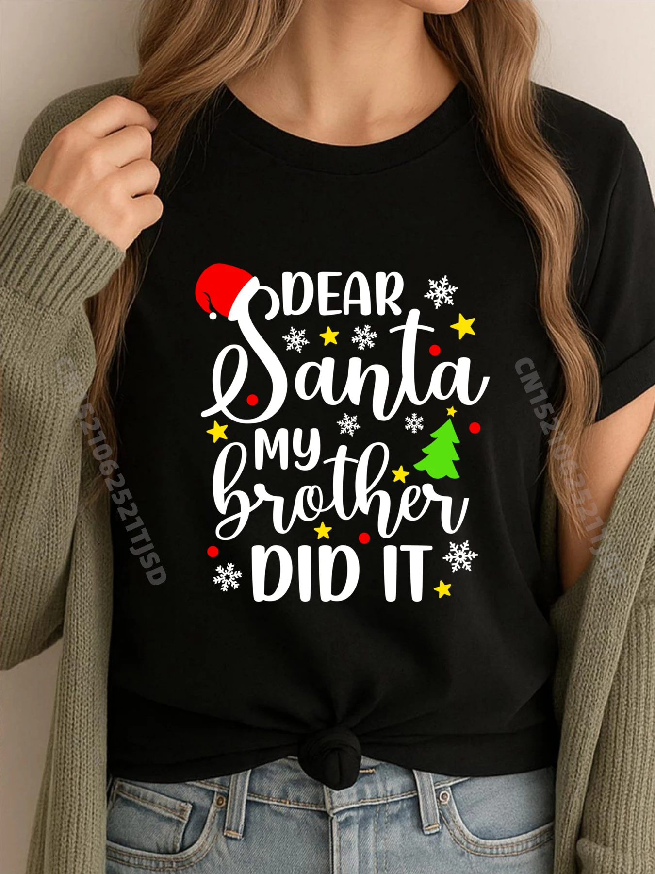 

Dear Santa My Brother Did It Xmas Christmas Pajama Streetwear New Year 2025 Plus Size Illustration