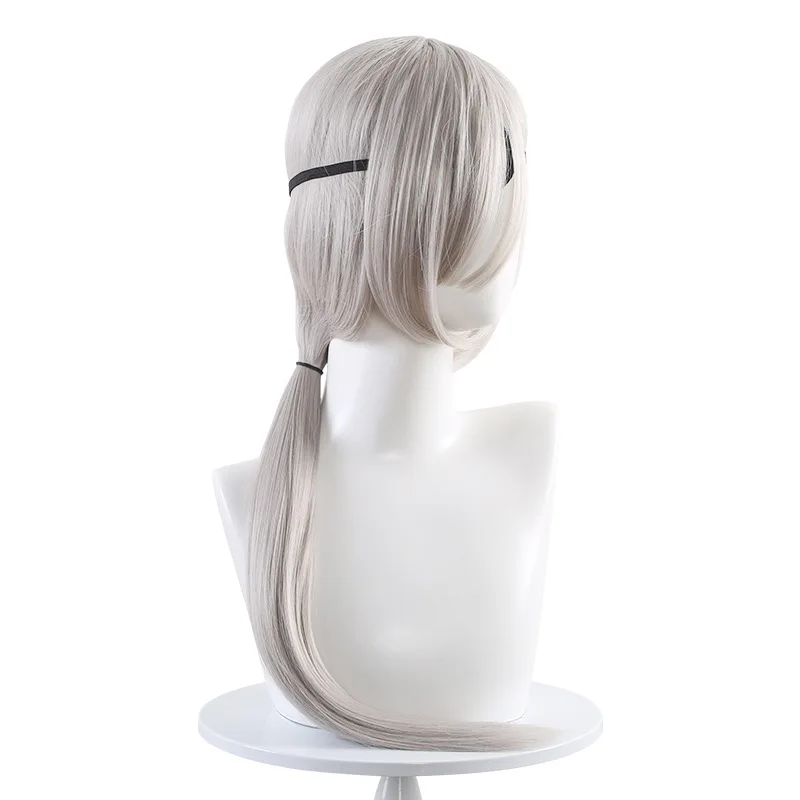 Chainsaw Man Kogoro Cosplay Wig Chainsaw Man Braided Hairstyle Silver-gray Long Braid Straight Ponytail Face-framing Long Hair view 2