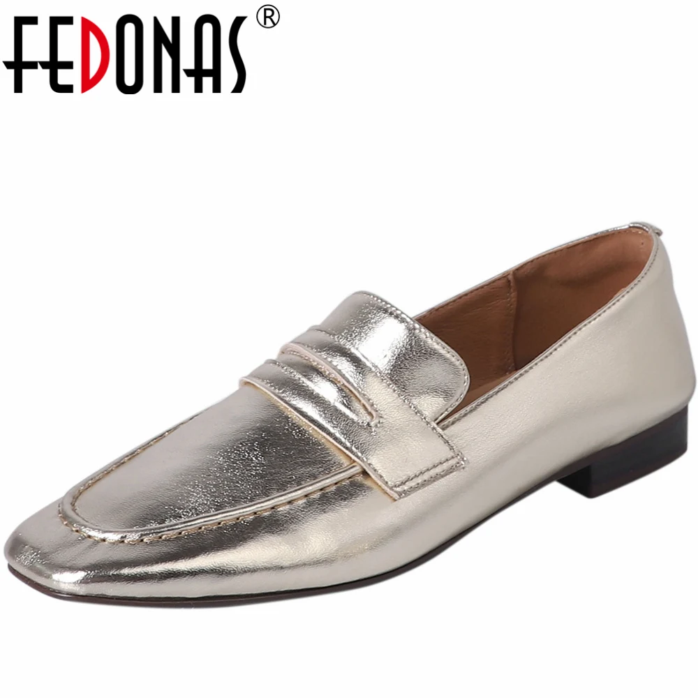 FEDONAS-Escarpins à Talons Bas en Cuir group pour Femme, Mocassins Confortables, Décontractés, pour le Travail au Bureau, Nouvelle Collection Automne 2024