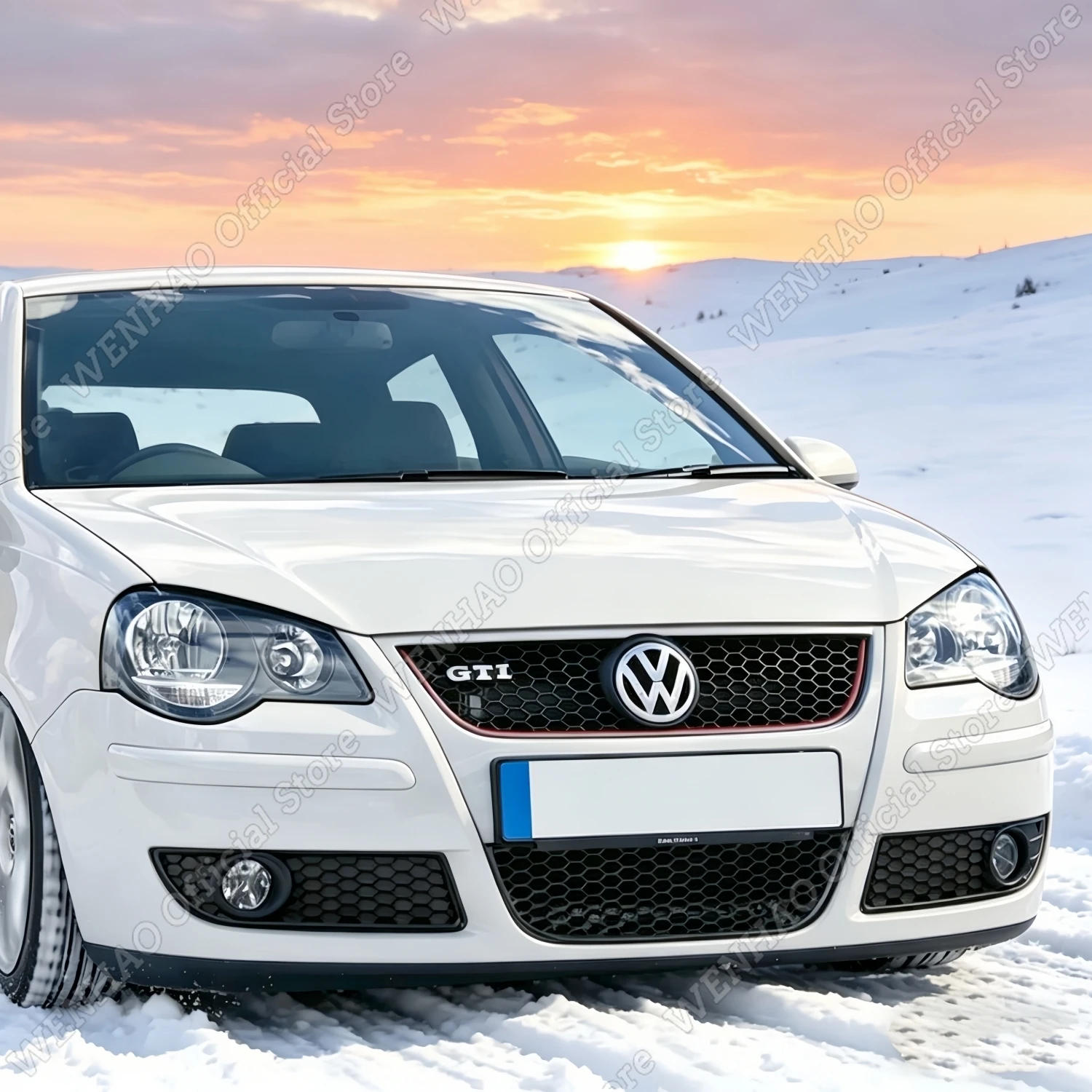 3Pcs Matte Black Car Fog Light Cover Bumper Center Grille For VW POLO MK4 9N3 2006-2009 GTI Honeycomb Grilles Tuning Body Kits view 3