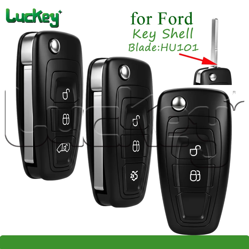 

Flip Key Shell Cover For Ford Focus Transit Custom MK8 Cargo Tourneo Custom 2012+ Fiesta 2013 HU101 Remote Key Fob Case Housing