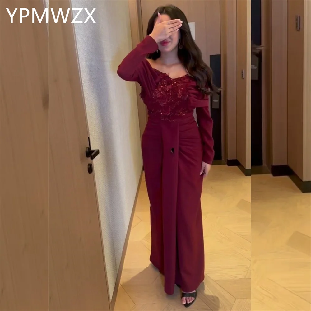 

Customized YPMWZX Square Collar Column Floor length Skirts Ribbon Bespoke Occasion Dresses