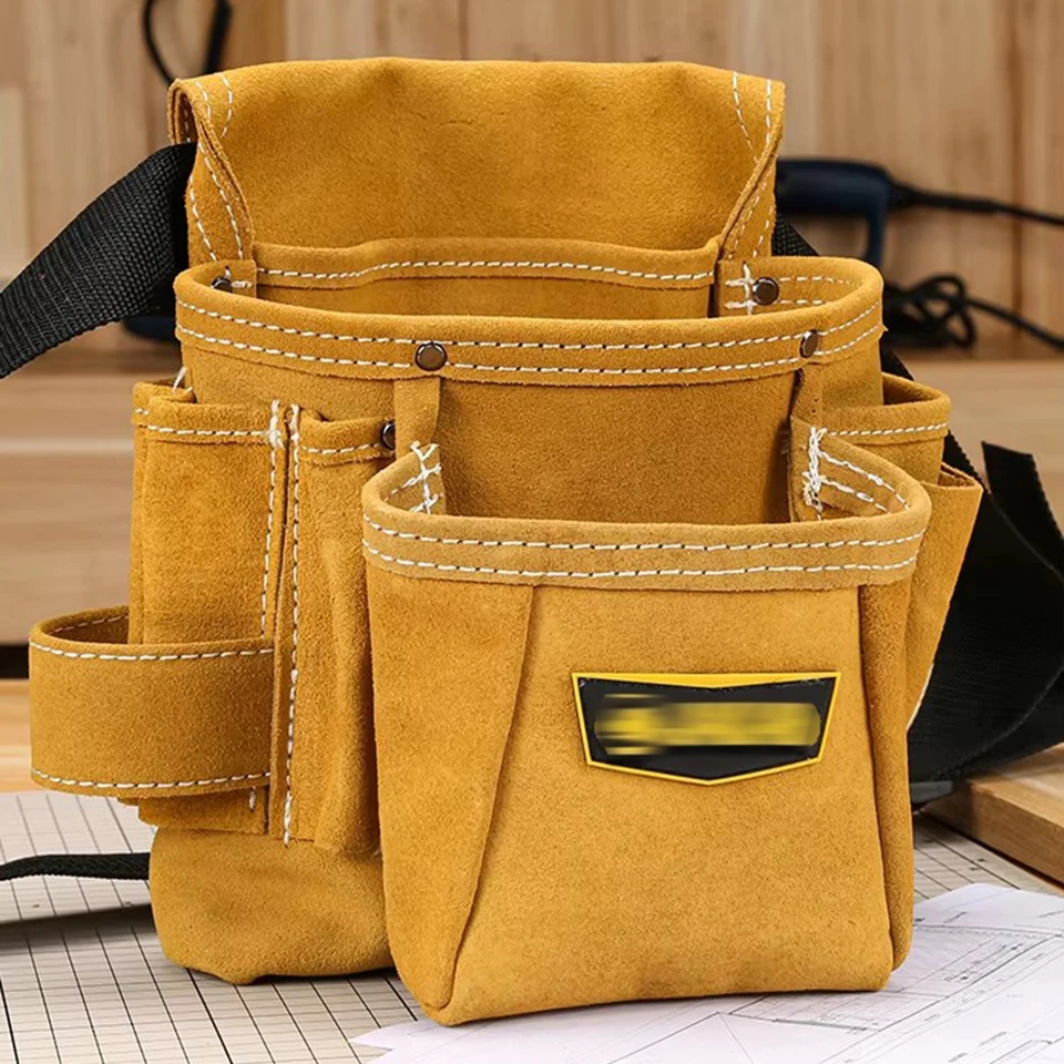 

Thickened Cowhide Belt Bag Tool Pouch with Belt Heavy Duty Hardware Repair Tool Storage Toolkit Pouch For Carpenters WH037