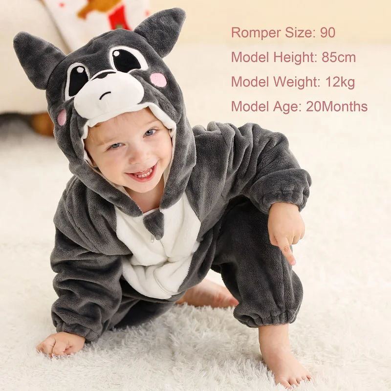 MICHLEY NEW Animal Baby Clothes Rompers Winter Costume Halloween Cartoon Jumpsuit Bodysuits Overall For Girl Boy Bebe Halloween