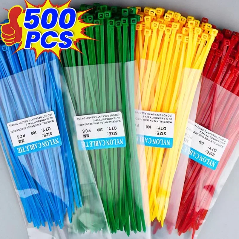 100/500 sztuk plastikowy drut nylonowy wiązanie paski kable opaski na zamek regulowane samoblokujące pętla do mocowania przewodu Home Office DIY