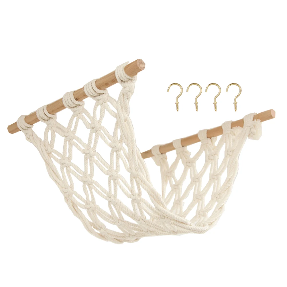 

Cotton Rope Fruit Hammock Woven Hanging Basket Kitchen Storage Macrame Vegetable Hamper Under Cabinet Storage Organizer