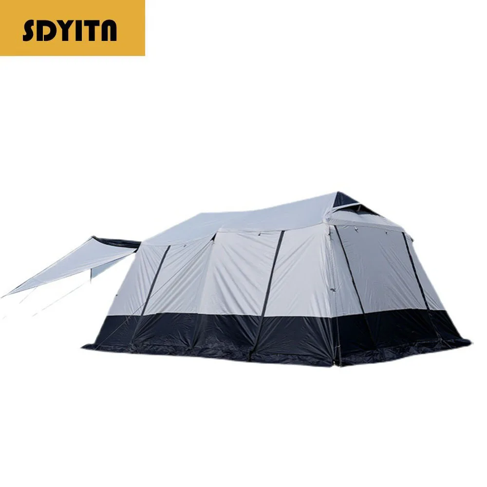 

Deluxe Blackout Automatic Aluminum Pole Sunproof Rainproof Camping Two Rooms One Hall Tent for 6-8-12 People Family Vacation