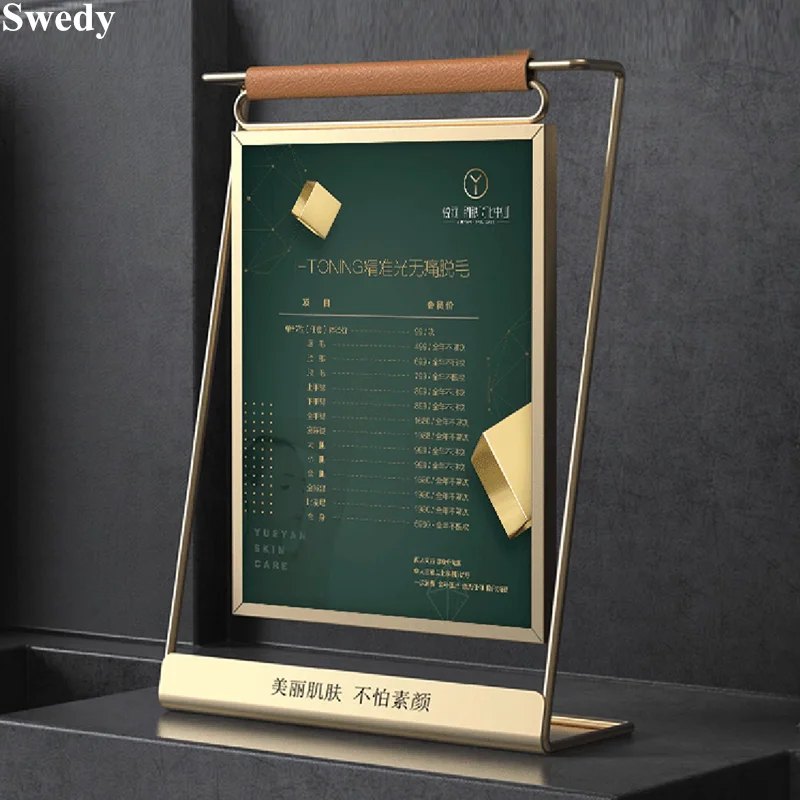 8 Inch 225x175mm Metal Beauty Salon Skin Price List Label Holder Table Hanging Sign Holder Menu Card Photo Picture Poster Frame