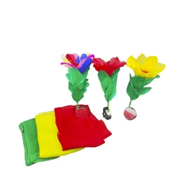 1Set Disappearing Cane To Flower Magic Tricks Silver Cane Close Up Stage Magic Tricks for Professional Magician Magic Props
