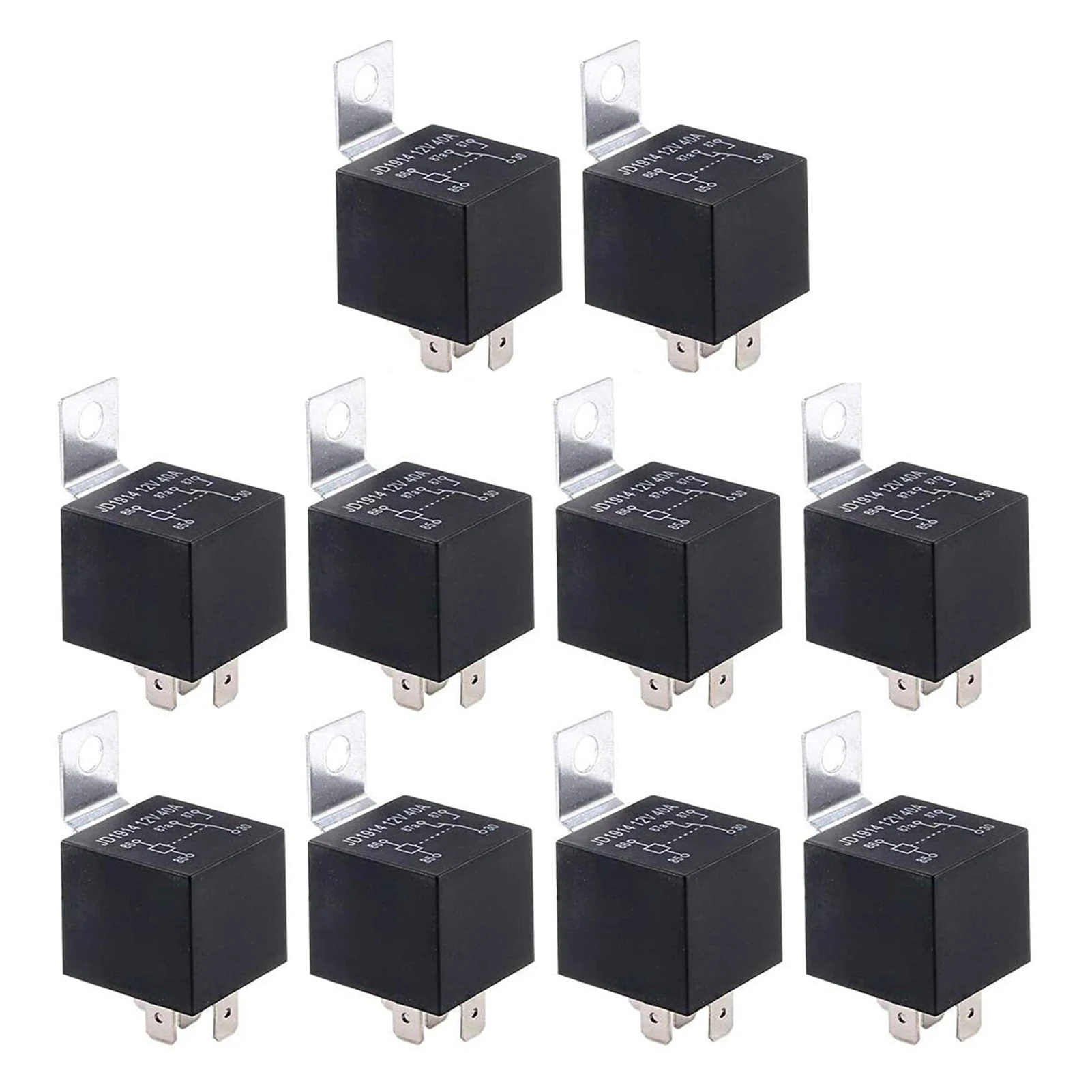 

10pcs Black DC 12V 30/40 Rated Current JD1914 SPDT Contact 5 Pins Car Automotive Alarm Relay 40 Amp