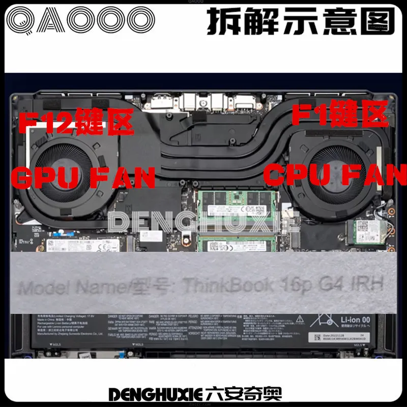 مروحة تبريد وحدة المعالجة المركزية لـ lenovo thinkbook 16p g4 irh-type 21j8, 5f10s14097