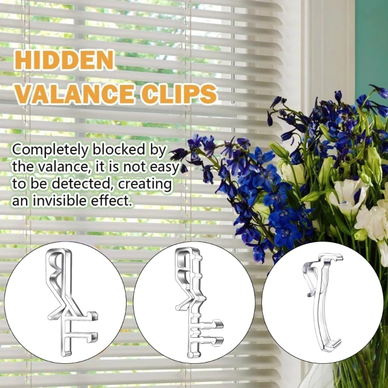 Valance Clips 18pcs Clear Plastic Invisible Retainer Holder Clip for Window Blind Valance Horizontal Faux & Wood Blinds Dropship