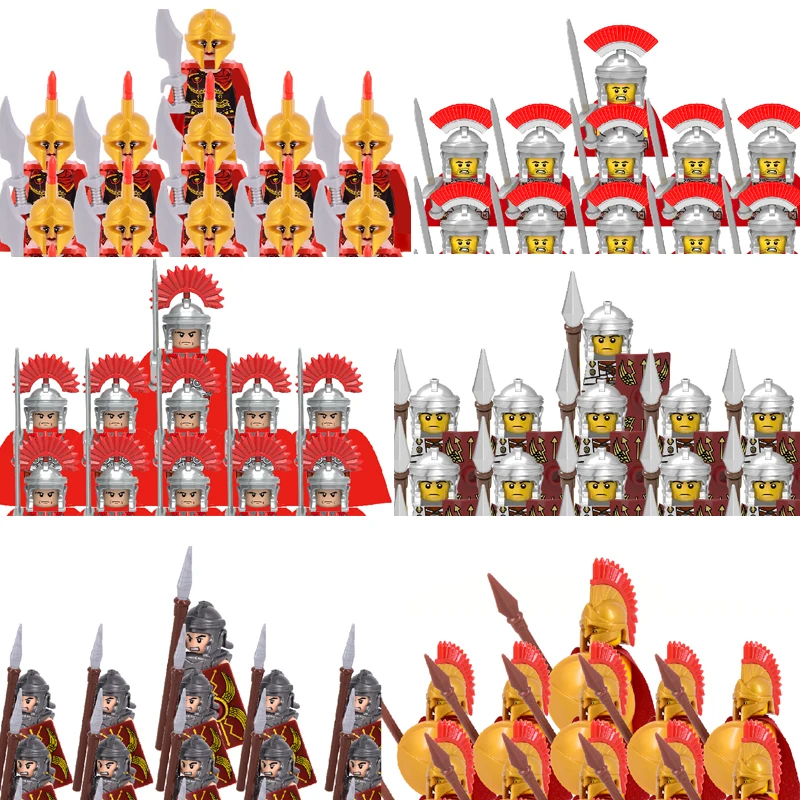 

MOC Medieval Military Figures Building Blocks Spartan Warrior Crusader Dragon Knights Weapon Roman Sword Accessories Kids Toy