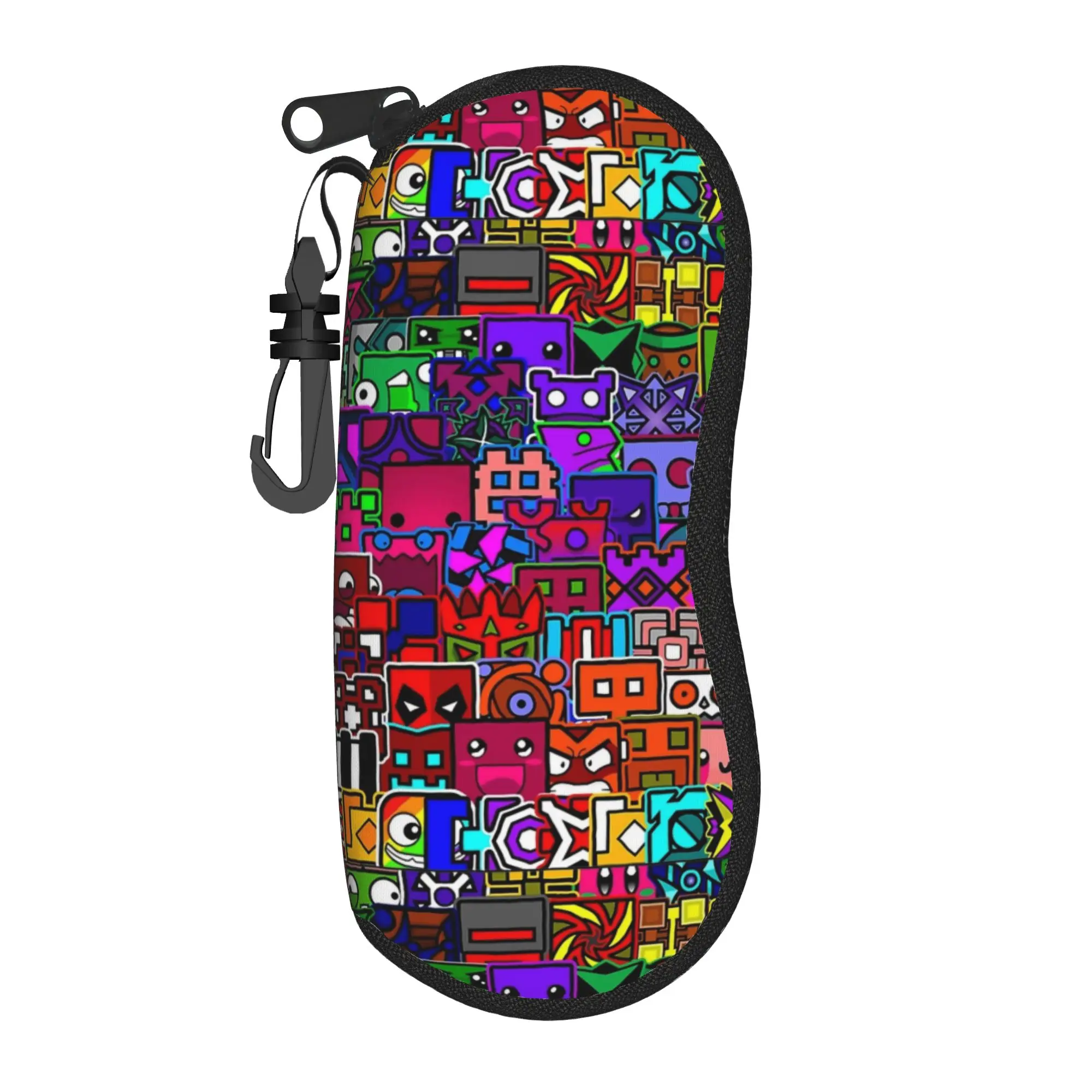 Geometry Dash  1) Glasses Case Cover Men Women  Sunglasses Pouch Trend Print Eyewear Organizer Convenient Eyeglass Cases Cover
