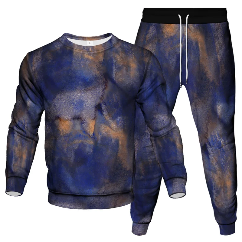 Colorido respingo patrón de tinta estampado hombres mujeres moda chándal pantalones de chándal sudadera 2 uds conjunto ropa Casual al aire libre traje S-6XL