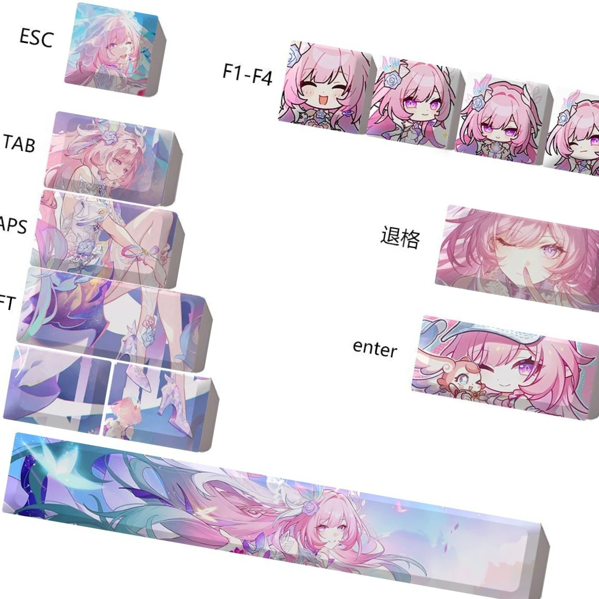 MAIMOOO Honkai: Star Rail Cyrene Keycap 13Keys Cherry Profile PBT Personalized Anime Game Keycaps for MX Mechanical Keyboard