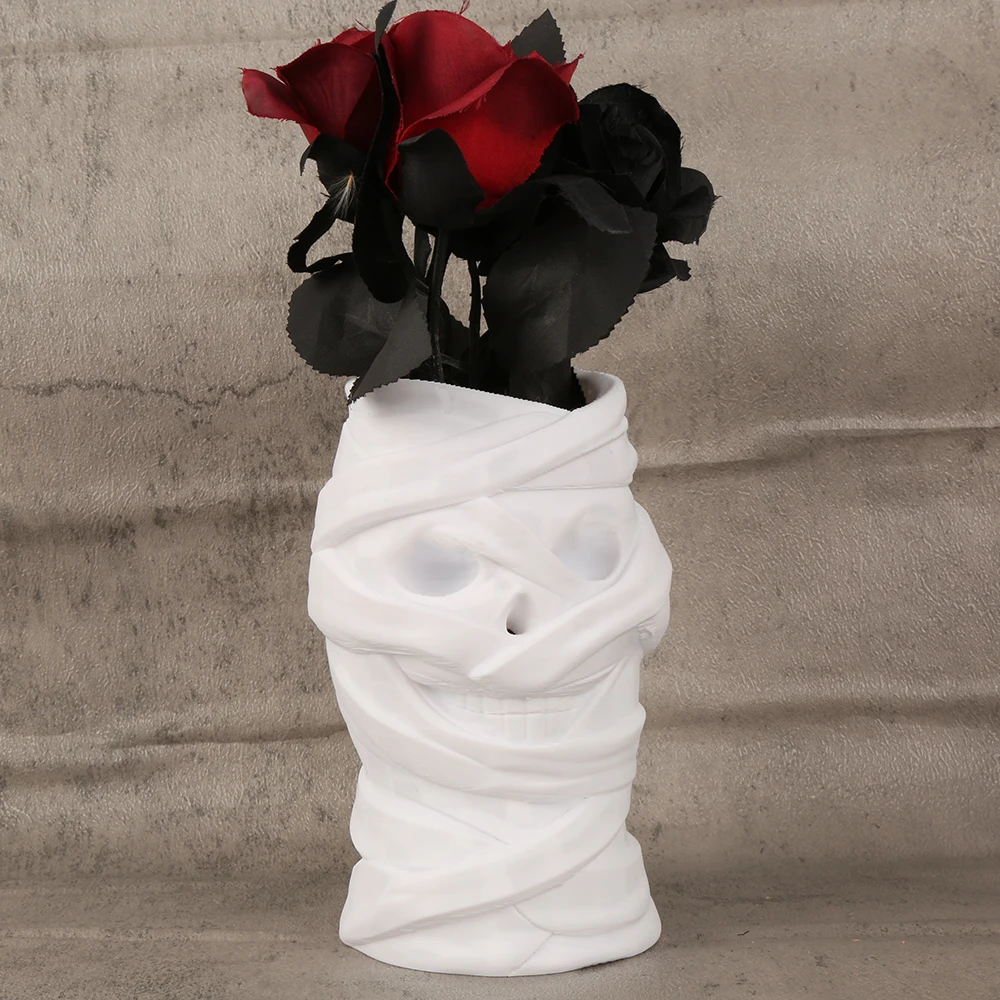 Cross-Border Gothic Dark Style Mummy Skull Shaped Decorative Vase For Dark Retro-Style Home Soft Decoration Floral Container Sce