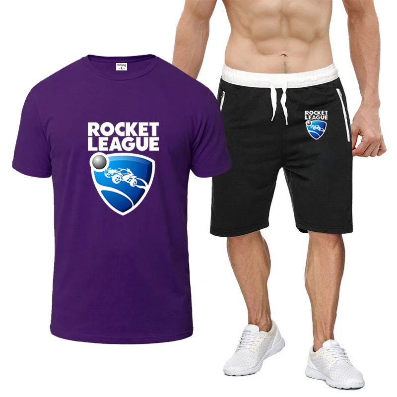 Ensemble T-shirt et short à manches courtes pour hommes, logo Rocket League, impression d'été, respirant, documents de lecture, confortable, trempé, nouveau, 2024