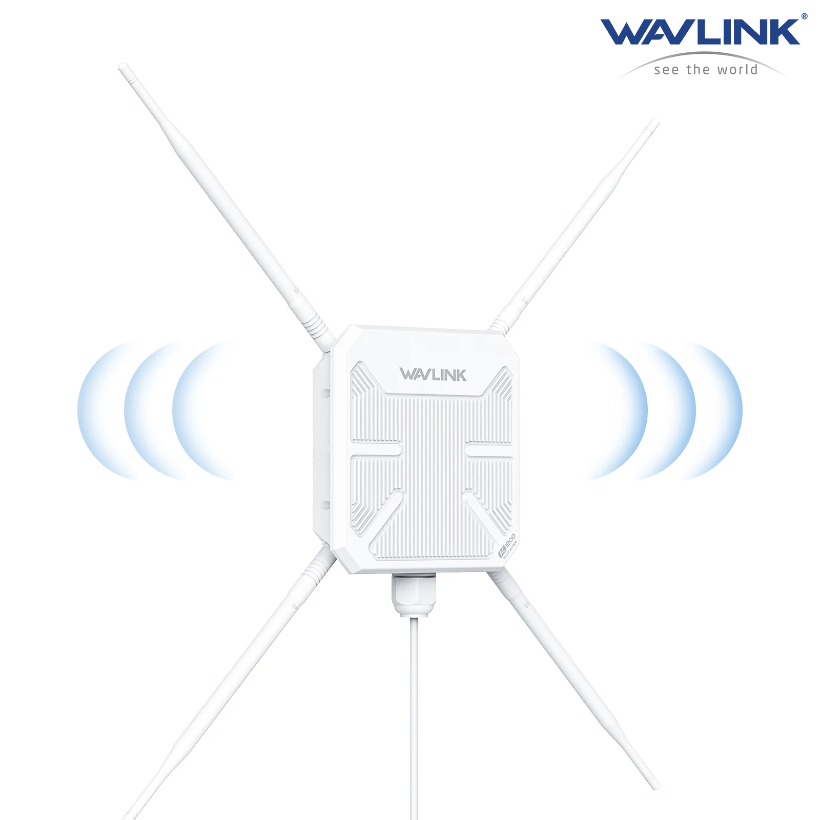

WAVLINK AC1200 Outdoor Long Range WiFi 5 Access Point Dual Band 2.4G/5G WiFi Extender with 4x7dBi Omni Antennas Support PoE IP67