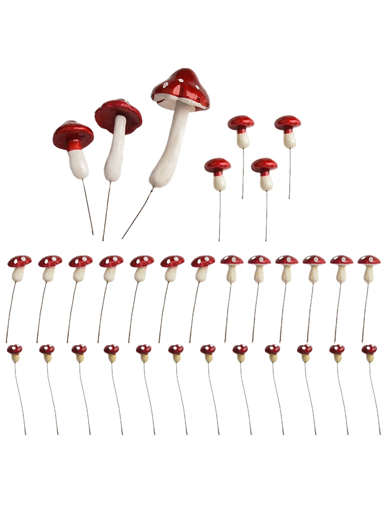 33pcs Small Toadstools Mushrooms Garden Fairies Accessories Simulation Foam Ornament Potted Plants Crafts Decorations