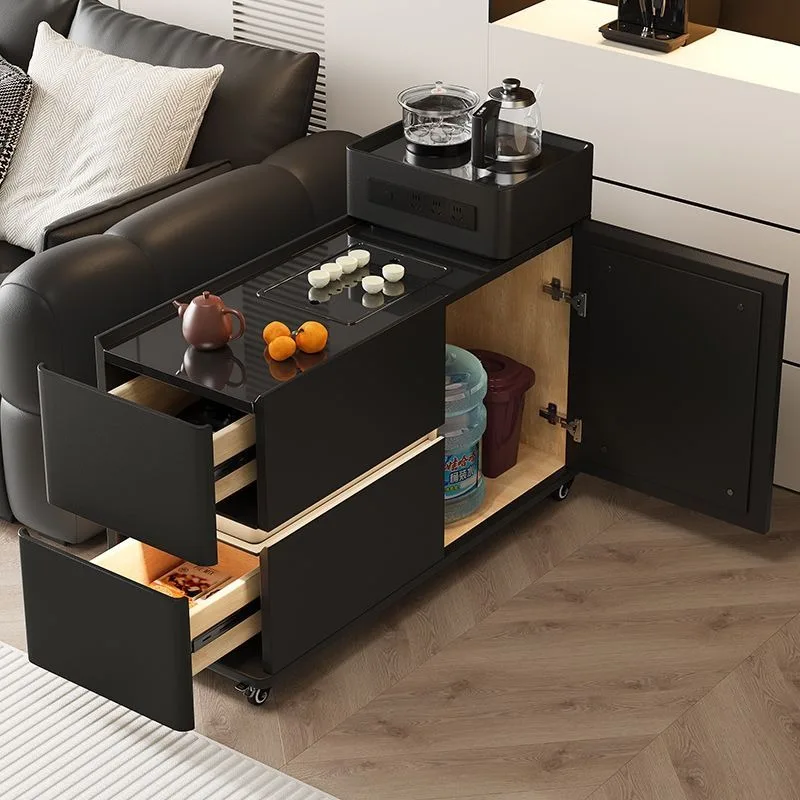 Minimalist sofa side cabinet, movable coffee table, living room, light luxury home  table,  bar machine, household kettle,