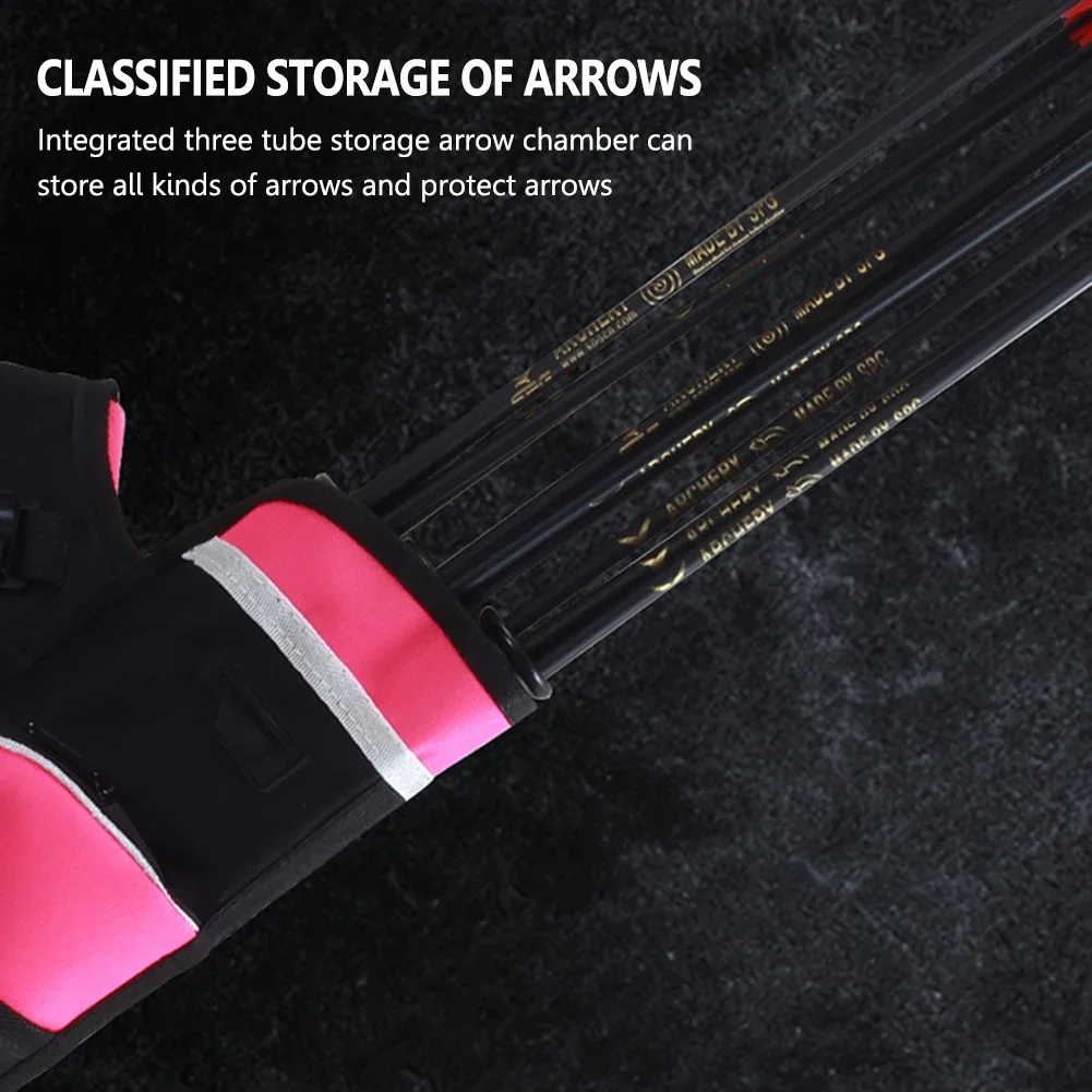 Professional Arrow Quiver Holder Oxford Cloth Three-tube Storage Arrow Chamber Organizer Bag Archery Hunting Equipment