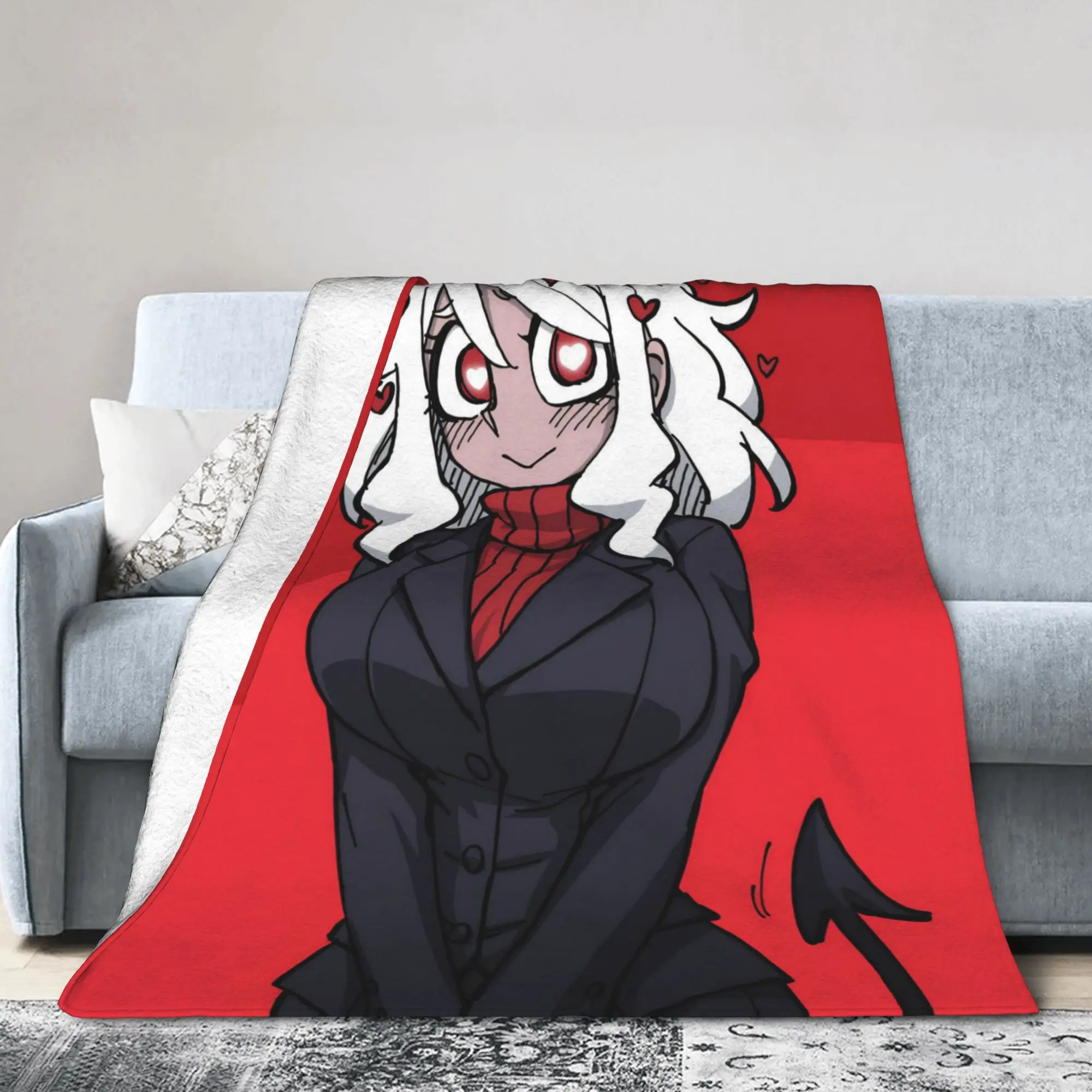 Helltakers Lucifers Cerberus Game Awesome Knitted Blanket Flannel Anime Soft Throw Blanket for Bedding Couch Outdoor Breathable